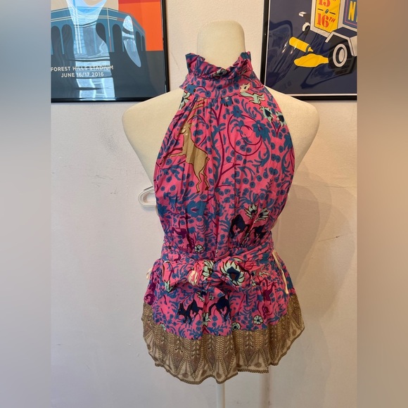 Plenty by Tracy Reese Halter Blouse Animal Print Multicolor Small NWT - Picture 2 of 4